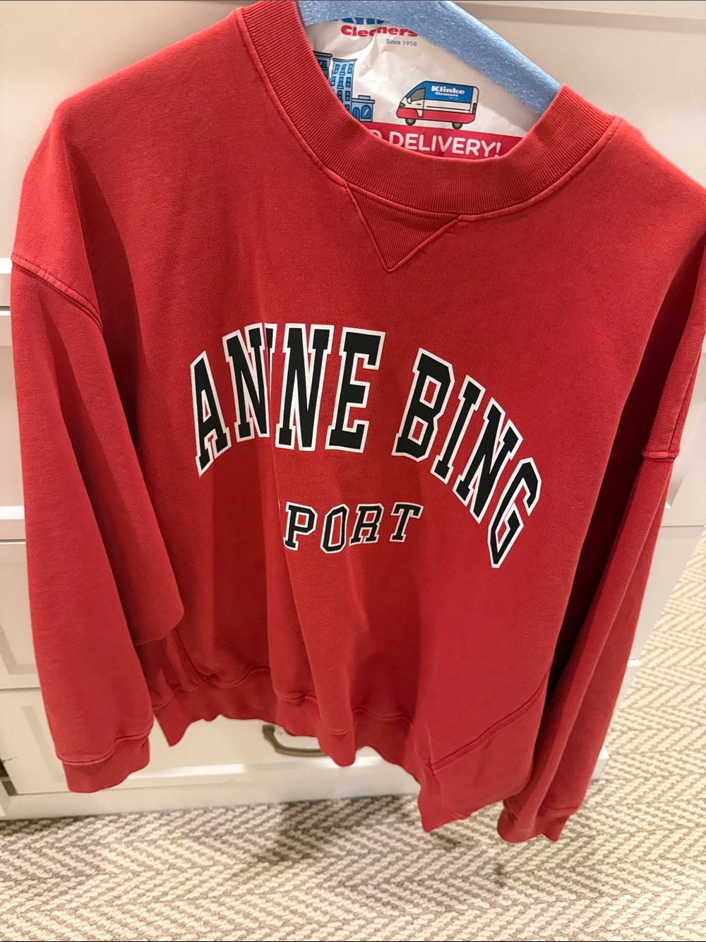 Anine Bing Red 'Port' Crewneck Sweatshirt